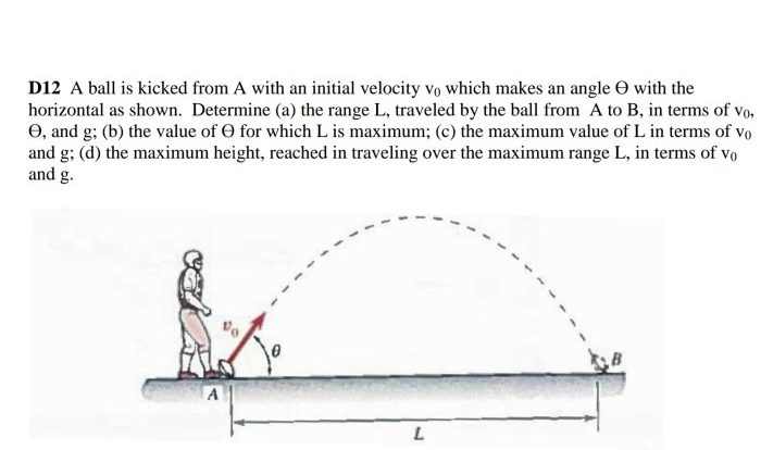 A ball is kicked with an initial velocity of