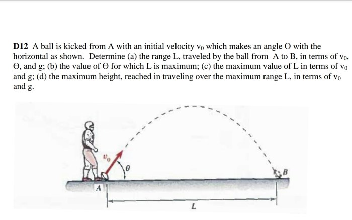 A ball is kicked with an initial velocity of