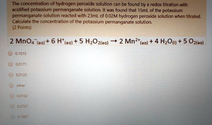 Titration hydrogen peroxide and potassium permanganate