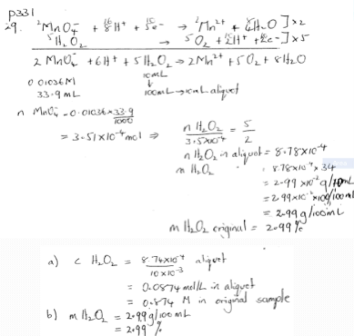 Titration hydrogen peroxide and potassium permanganate