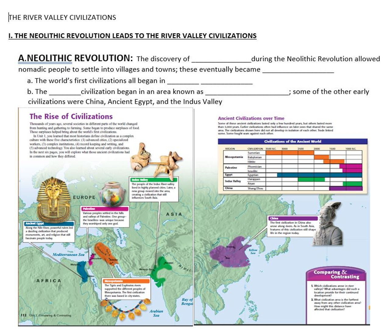 Ancient river valley civilizations map answer key